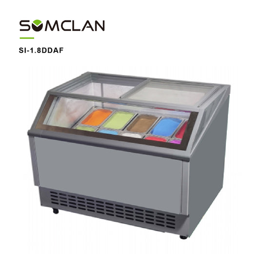 Anti-Fog Glass Ice Cream Display Freezer with Heated Ultra-Clear Glass for Retail Stores