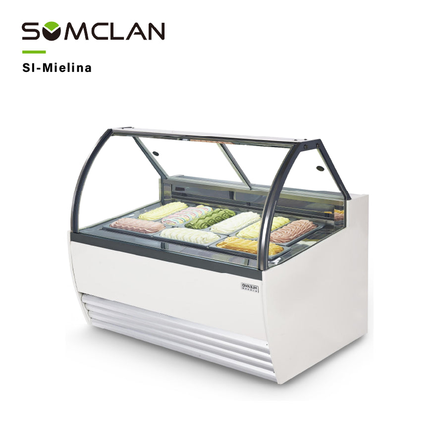 Curved Glass Gelato Display Freezer Custom Tub Layout Factory Wholesale Supply