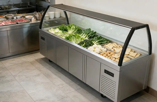 Custom Refrigerated Salad Display Counter Designed for Commercial Food Service Projects