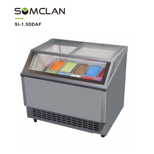 Anti-Fog Glass Ice Cream Display Freezer with Heated Ultra-Clear Glass for Retail Stores