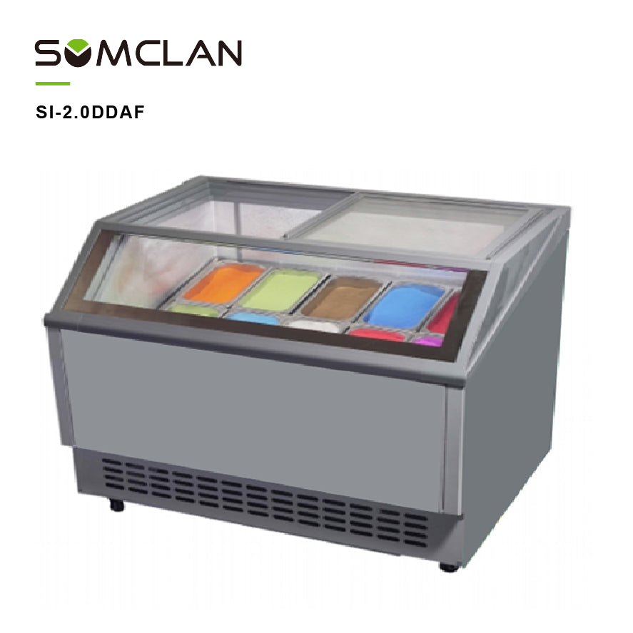 Anti-Fog Glass Ice Cream Display Freezer with Heated Ultra-Clear Glass for Retail Stores