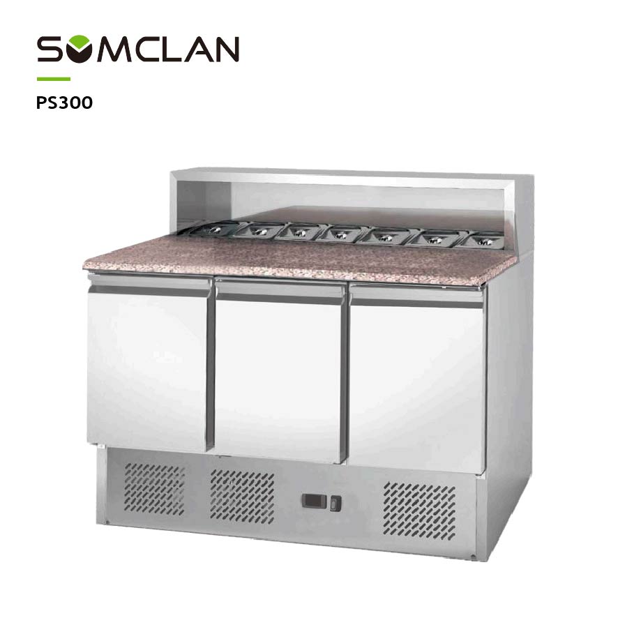 Commercial Granite Top Pizza Prep Refrigerator
