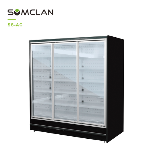 Commercial Remote Glass Door Upright Display Case For Retail