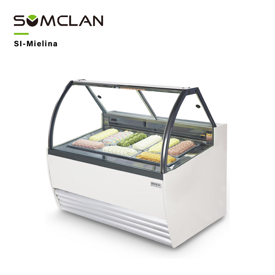Curved Glass Gelato Display Freezer Custom Tub Layout Factory Wholesale Supply