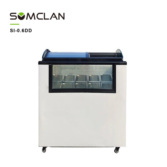 Upright Glass Door Ice Cream Display Freezer with R290 Refrigeration for Supermarkets & Convenience Stores