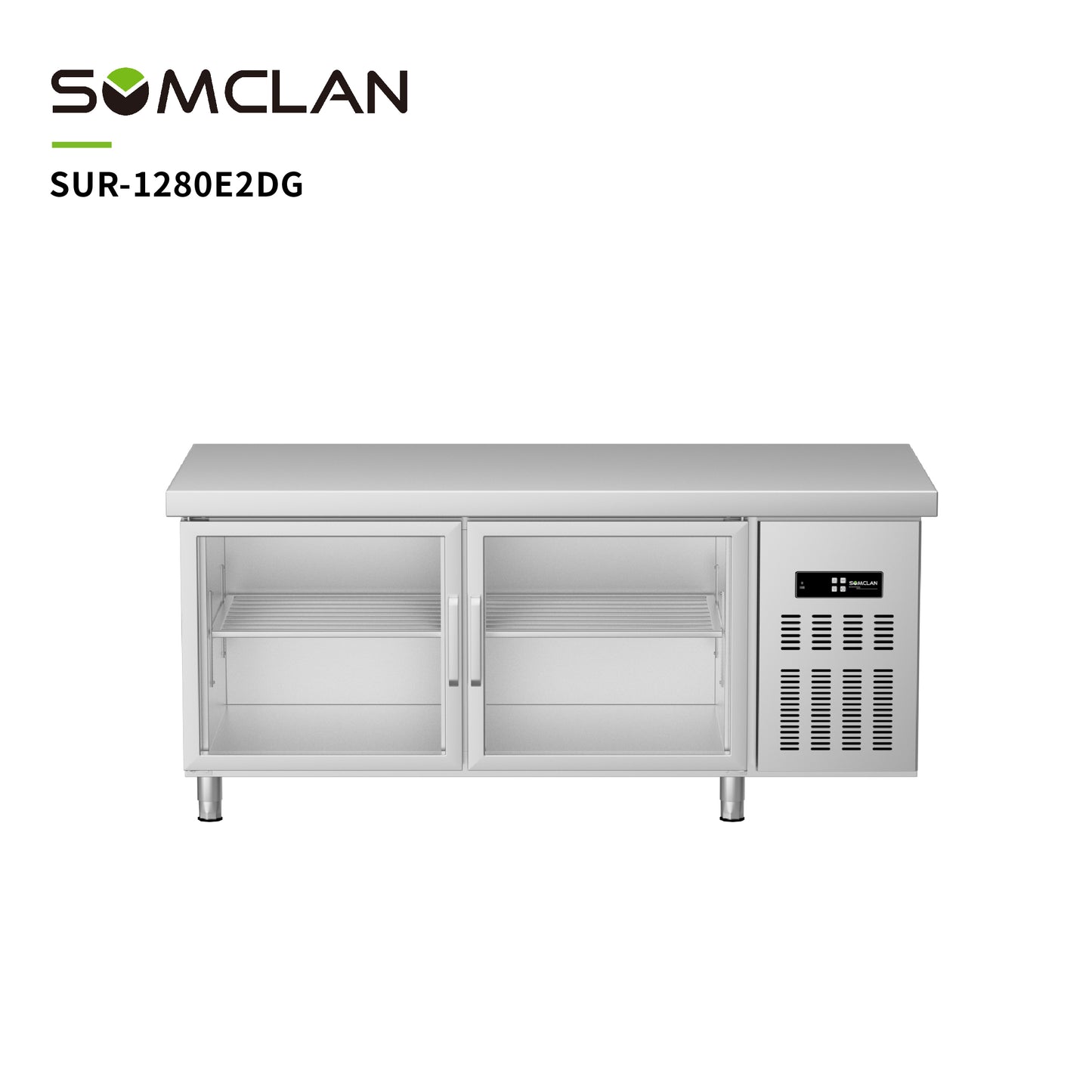Wholesale Factory Sales Commercial Glass-Door Refrigerated Counter Direct-Cooling Kitchen Worktable Freezer
