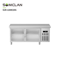 Wholesale Factory Sales Commercial Glass-Door Refrigerated Counter Direct-Cooling Kitchen Worktable Freezer