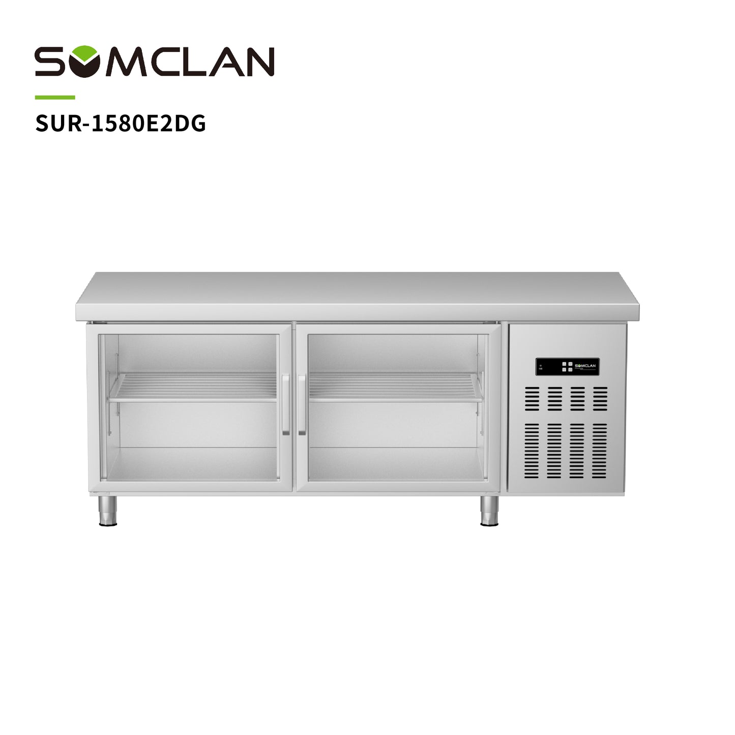 Wholesale Factory Sales Commercial Glass-Door Refrigerated Counter Direct-Cooling Kitchen Worktable Freezer