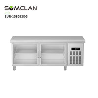 Wholesale Factory Sales Commercial Glass-Door Refrigerated Counter Direct-Cooling Kitchen Worktable Freezer