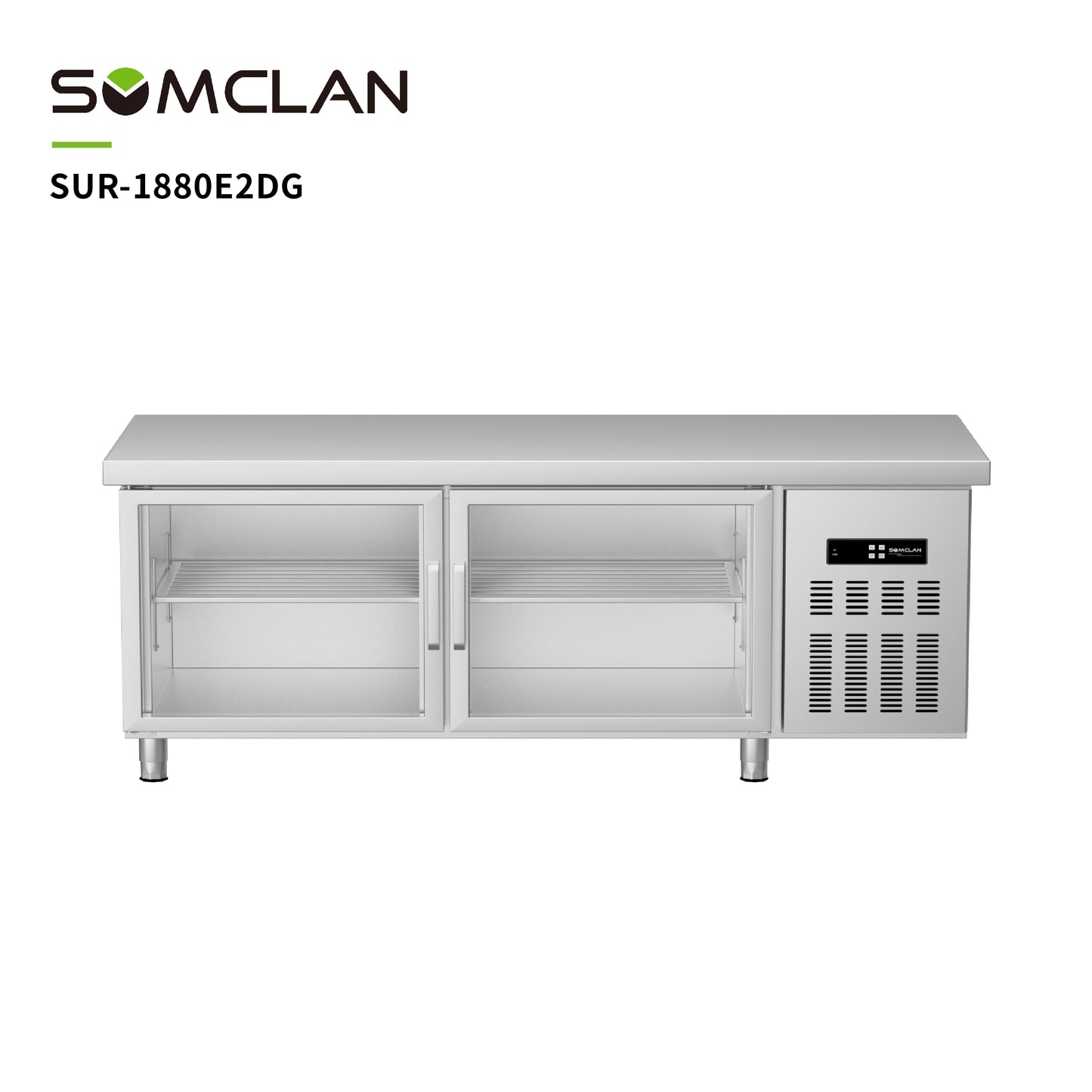 Wholesale Factory Sales Commercial Glass-Door Refrigerated Counter Direct-Cooling Kitchen Worktable Freezer