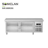 Wholesale Factory Sales Commercial Glass-Door Refrigerated Counter Direct-Cooling Kitchen Worktable Freezer
