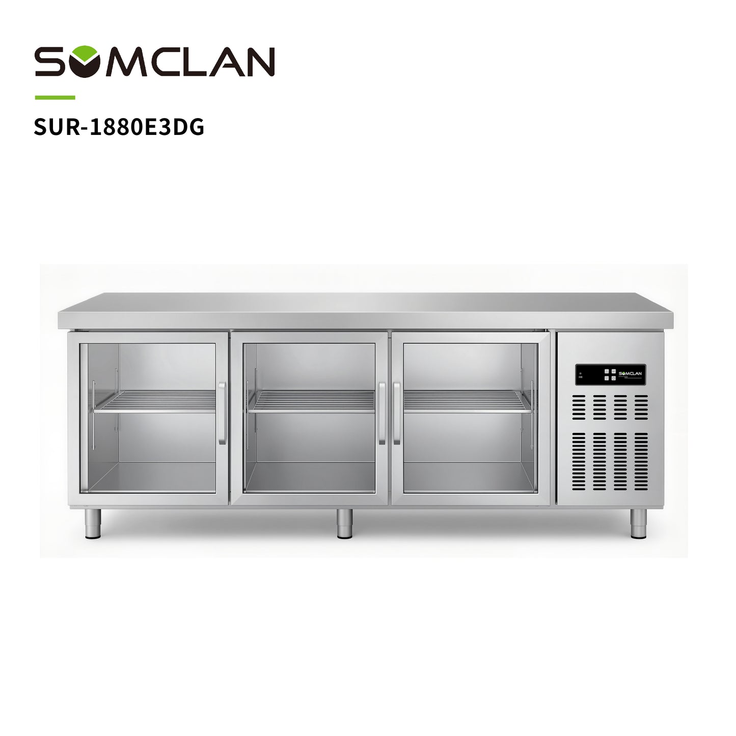 Wholesale Factory Sales Commercial Glass-Door Refrigerated Counter Direct-Cooling Kitchen Worktable Freezer